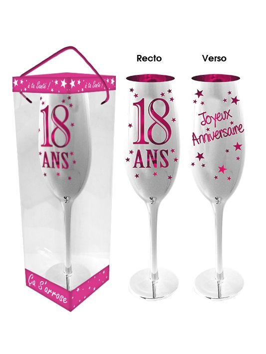 Flute A Champagne 18 Ans Rose Heureux Anniversaire